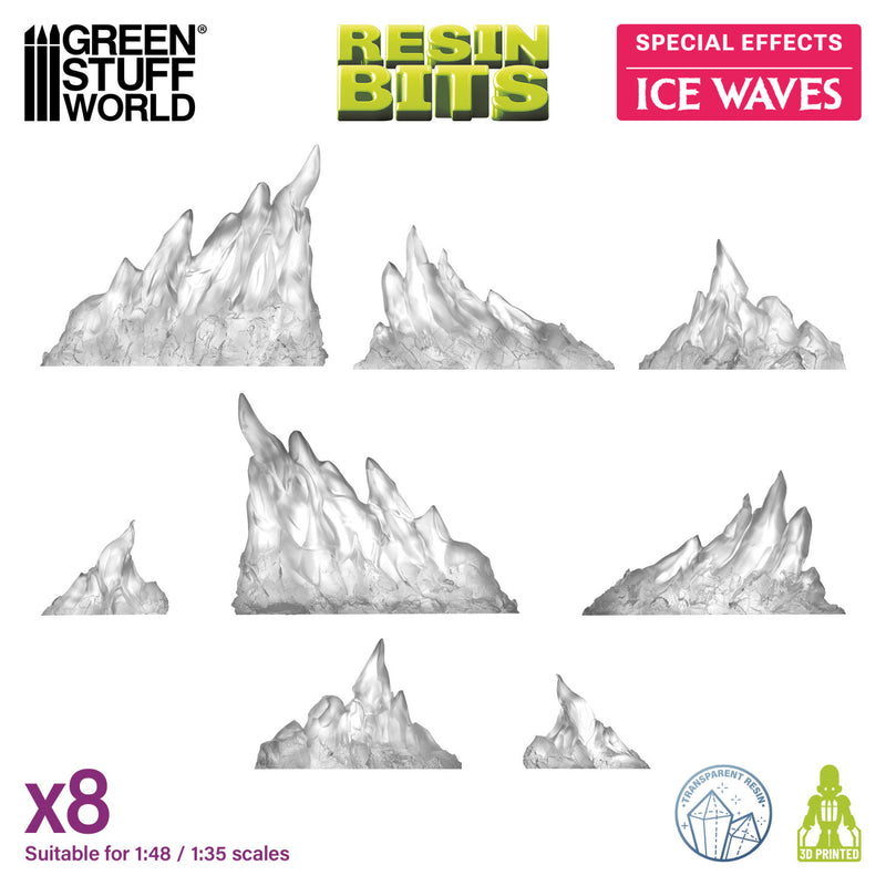Green Stuff World: 3D printed set - Ice Waves 1:48-1:35 Model Tools & Glue Green Stuff World