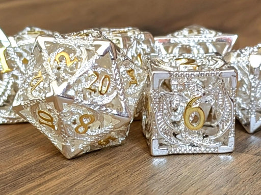 Seriously Good Dice: Hollow Metal 7 Die Set "Silver Dragon" Dice & Gaming Accessories Taps Imports