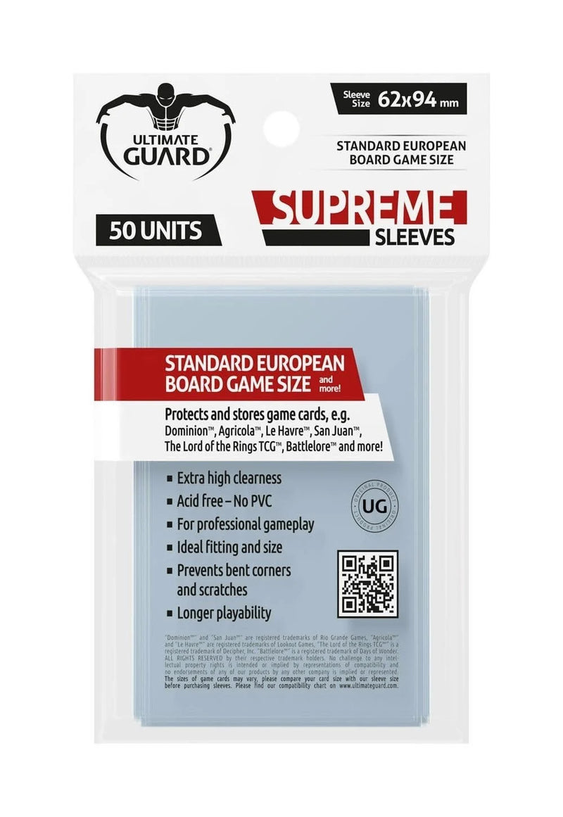 Ultimate Guard: Board Game Sleeves - Standard European 62mm x 94mm 50Ct Board Game Sleeves Ultimate Guard