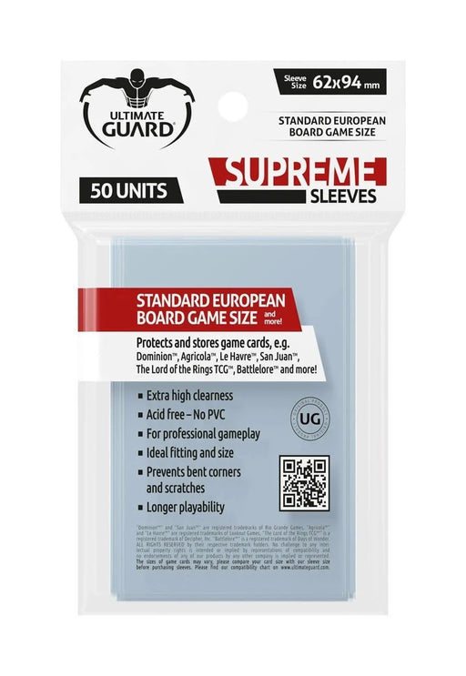 Ultimate Guard: Board Game Sleeves - Standard European 62mm x 94mm 50Ct Board Game Sleeves Ultimate Guard