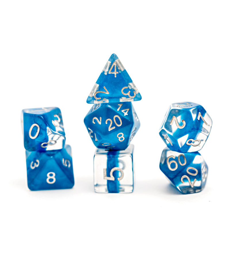 Gate Keeper Games: “Power Teal” (Dark Blue) Neutron Dice 7-Die Set Dice & Gaming Accessories Gate Keeper Games