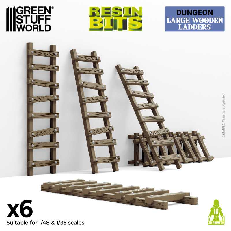 Green Stuff World: 3D printed set - Large Wooden Ladders 1:48-1:35 Model Tools & Glue Green Stuff World