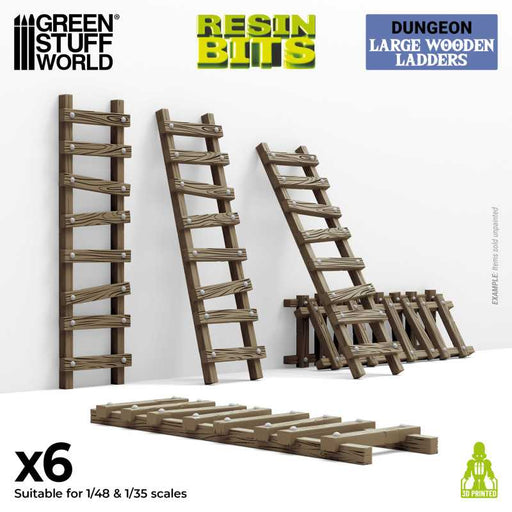 Green Stuff World: 3D printed set - Large Wooden Ladders 1:48-1:35 Model Tools & Glue Green Stuff World