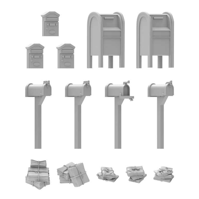 Green Stuff World: 3D printed set - Mailboxes 1:48 Model Tools & Glue Green Stuff World
