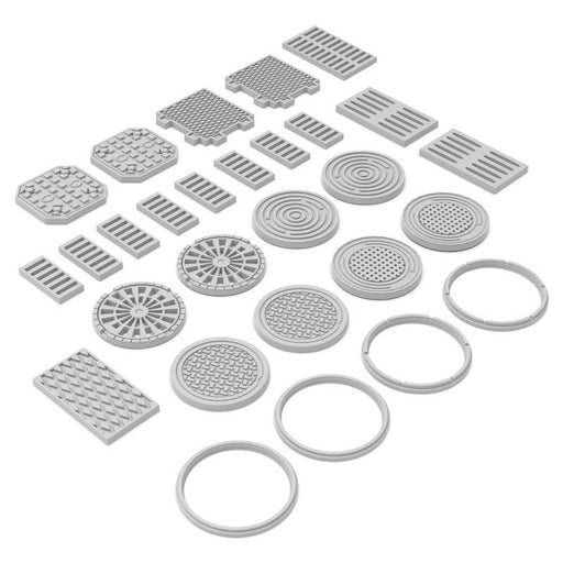 Green Stuff World: 3D printed set - Manhole Covers 1:48-1:35 Model Tools & Glue Green Stuff World