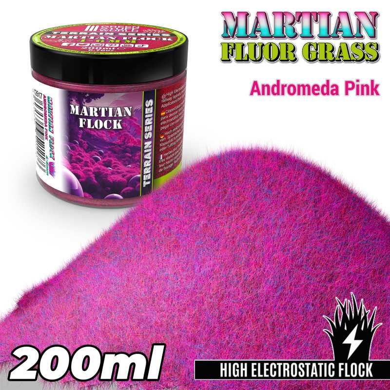 Green Stuff World: Martian Fluor Flock - Andromeda Pink 200ml Basing Materials Green Stuff World