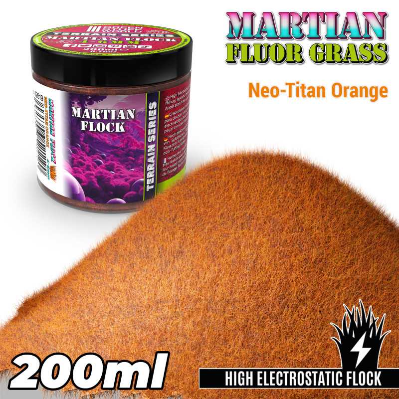 Green Stuff World: Martian Fluor Flock - Neo-Titan Orange 200ml Basing Materials Green Stuff World