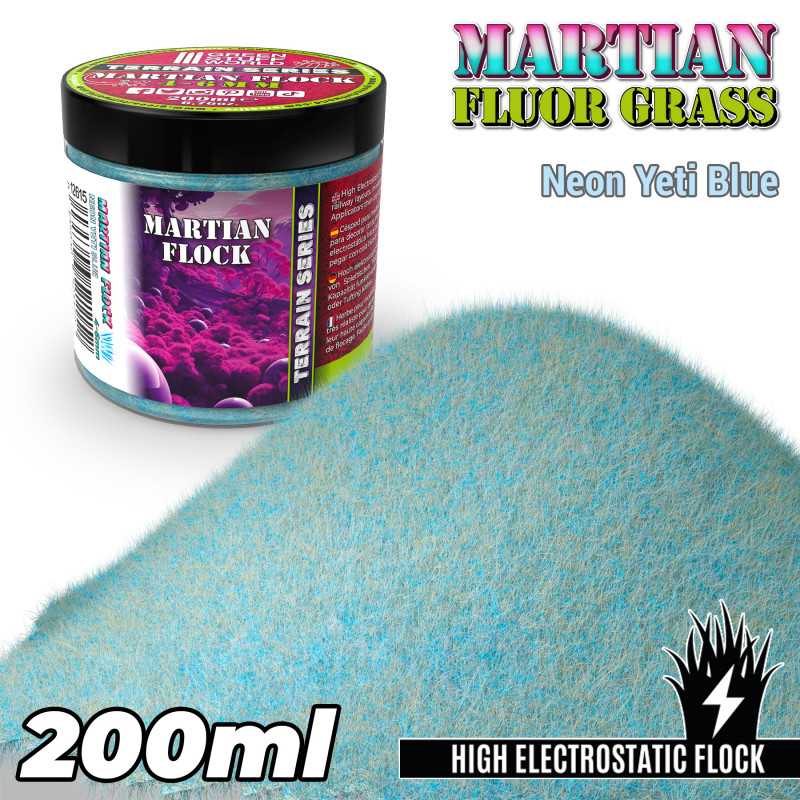 Green Stuff World: Martian Fluor Flock - Neon Yeti Blue 200ml Basing Materials Green Stuff World