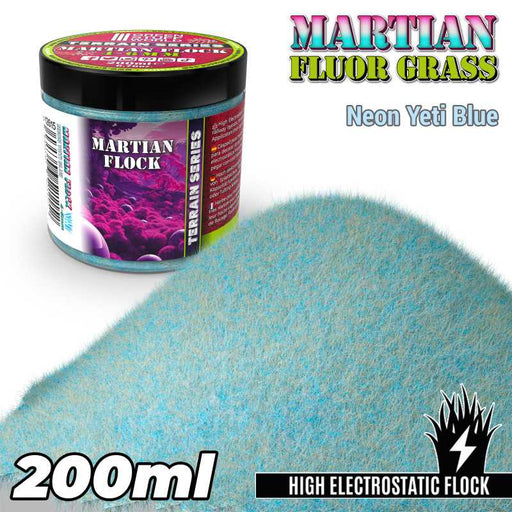 Green Stuff World: Martian Fluor Flock - Neon Yeti Blue 200ml Basing Materials Green Stuff World