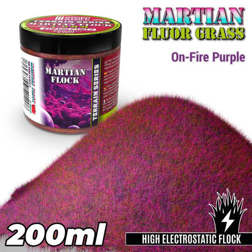 Green Stuff World: Martian Fluor Flock - On Fire Purple 200ml Basing Materials Green Stuff World