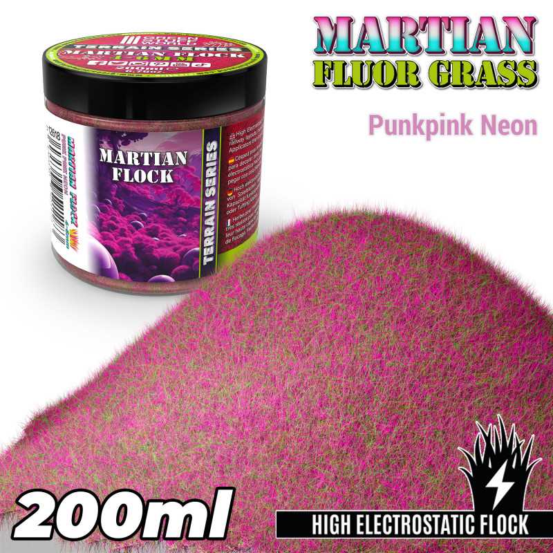 Green Stuff World: Martian Fluor Flock - Punk Pink Neon 200ml Basing Materials Green Stuff World
