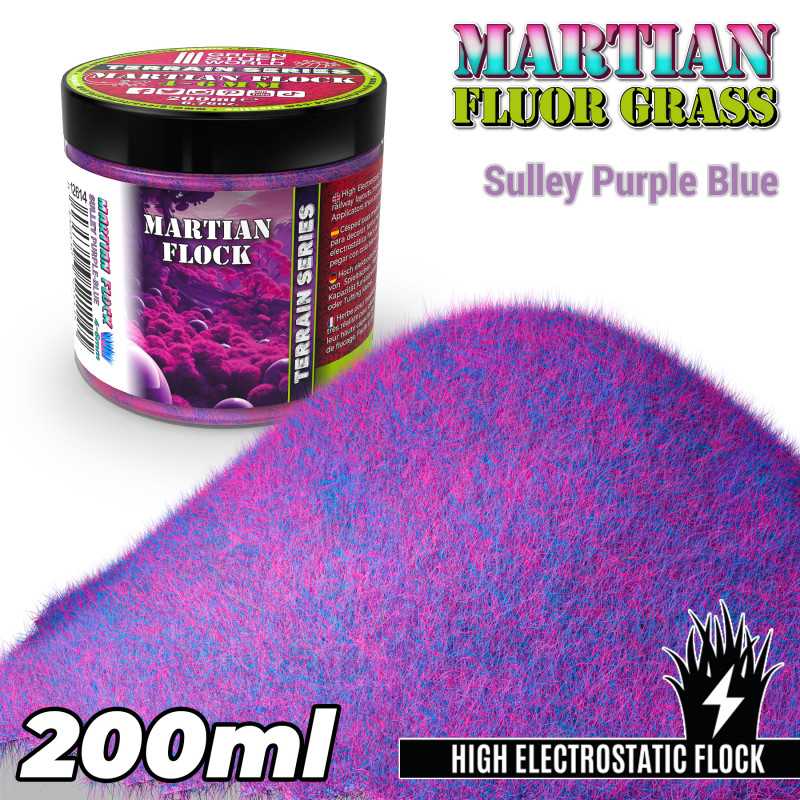 Green Stuff World: Martian Fluor Flock - Sully Purple Blue 200ml Basing Materials Green Stuff World
