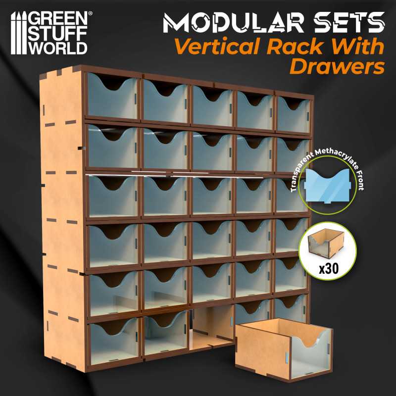 Green Stuff World: MDF Vertical rack with 30 Drawers Model Tools & Glue Green Stuff World