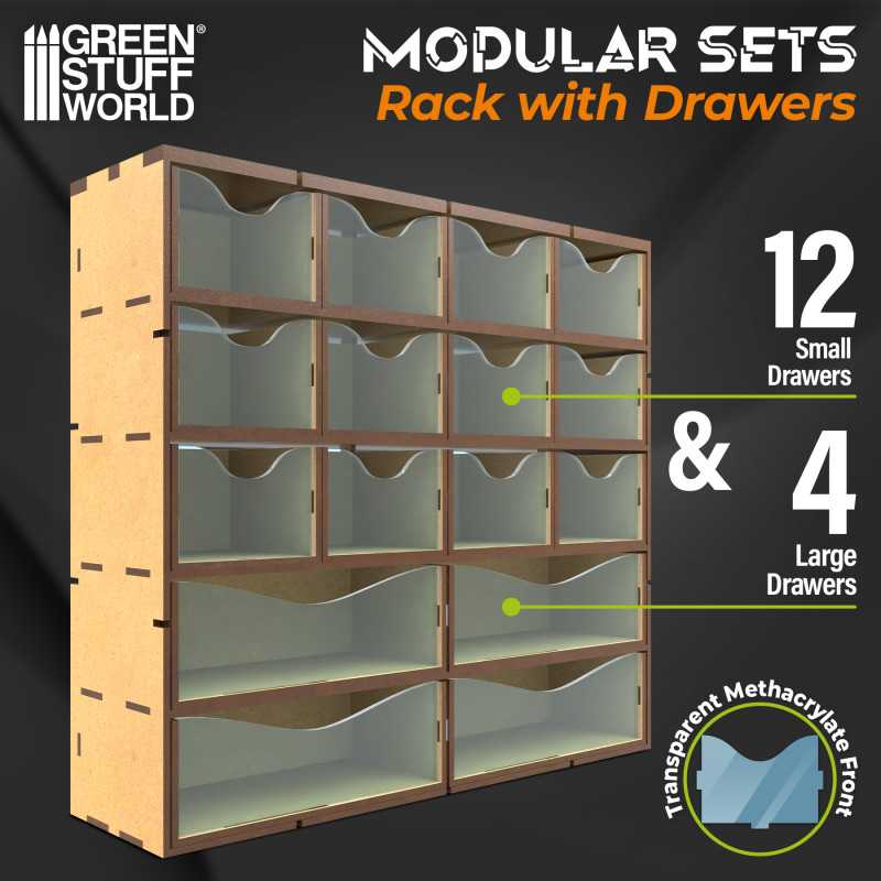 Green Stuff World: MDF Vertical rack with 16 Drawers Model Tools & Glue Green Stuff World