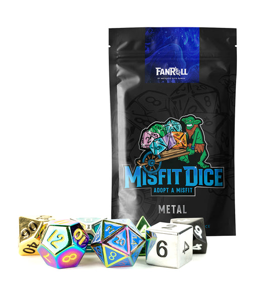 FanRoll: Mystery Misfit Metal Dice 7 Die Set Dice & Gaming Accessories Metallic Dice Games