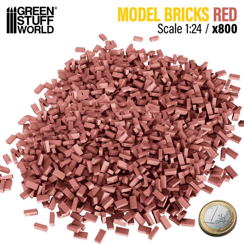Green Stuff World: Miniature Bricks - Red x800 1:24 Scale Model Tools & Glue Green Stuff World