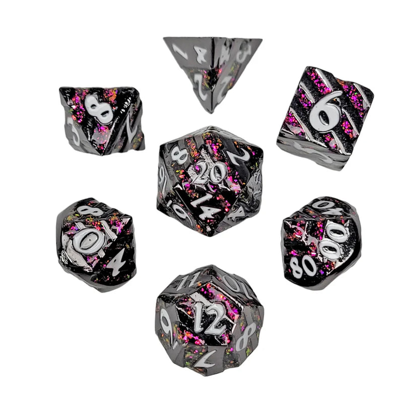 Forged Gaming: Mini Metal 7-Die Set - "Dark Sakura" Dice & Gaming Accessories Forged Gaming