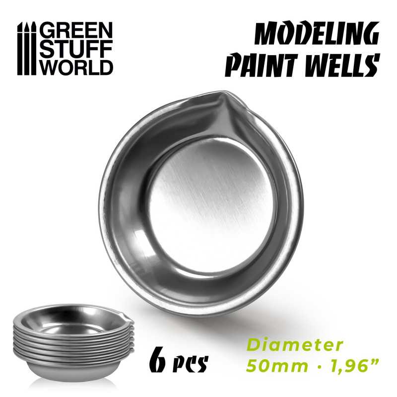 Green Stuff World: Aluminum Modelling Paint Wells (6 Pack) Model Tools & Glue Green Stuff World