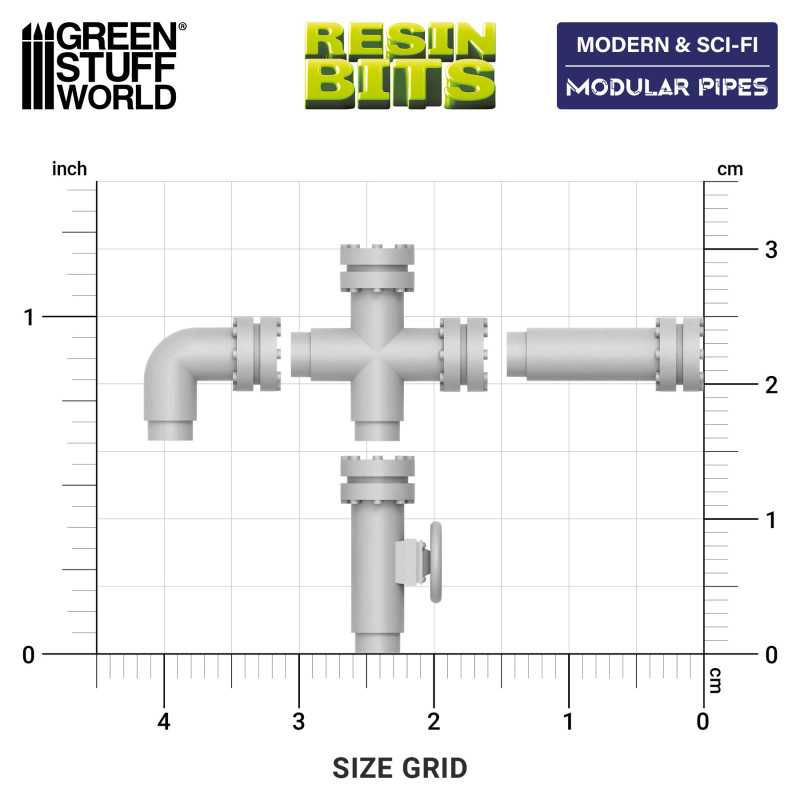 Green Stuff World: 3D printed set - Modular pipes 1:48-1:35 Model Tools & Glue Green Stuff World