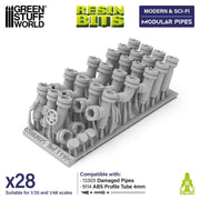 Green Stuff World: 3D printed set - Modular pipes 1:48-1:35 Model Tools & Glue Green Stuff World