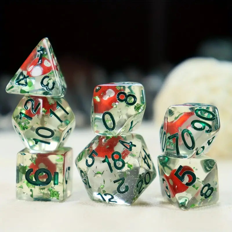 Seriously Good Dice: Inclusion Collection 7 Die Set "Mushroom" Dice & Counters Taps Imports