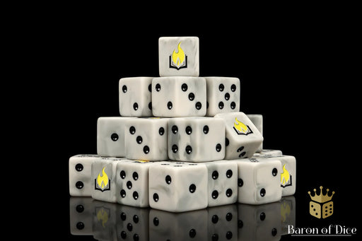 Baron of Dice: "Flaming Book" 25x16mm Square Corner Dice Dice & Gaming Accessories Baron of Dice