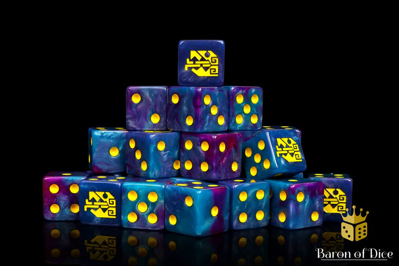Baron of Dice: "Aztec Lizard Dice - Turquoise" 25x16mm Square Corner Dice Dice & Gaming Accessories Baron of Dice