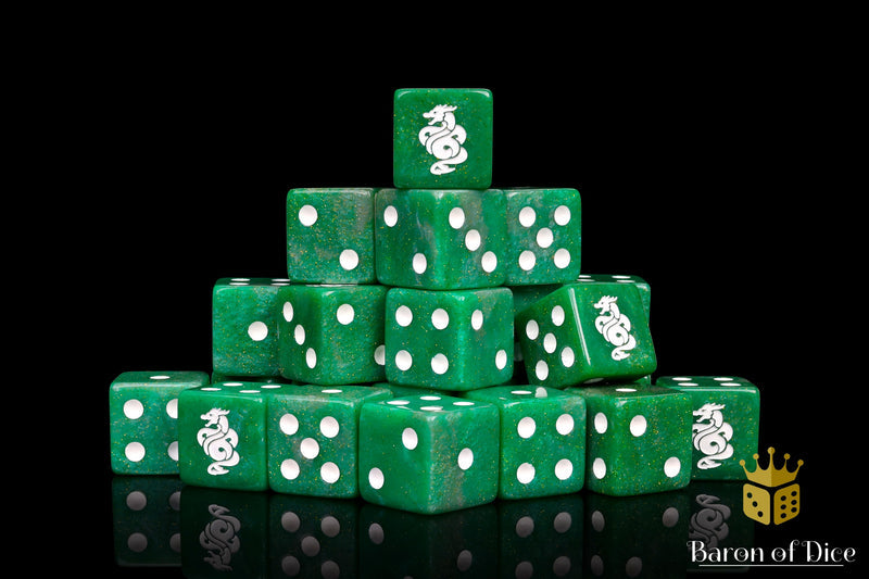 Baron of Dice: "Jade Dragon - Shimmering Jade" 25x16mm Square Corner Dice Dice & Gaming Accessories Baron of Dice