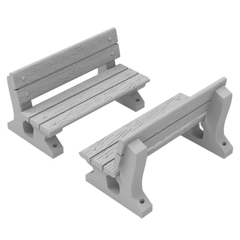 Green Stuff World: 3D printed set - Park benches 1:48 Model Tools & Glue Green Stuff World