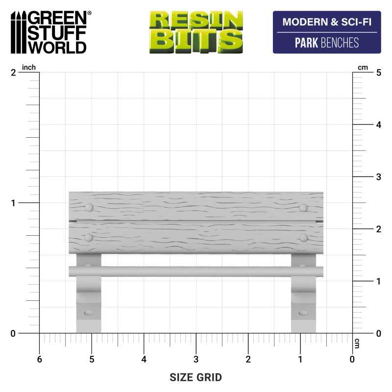 Green Stuff World: 3D printed set - Park benches 1:48 Model Tools & Glue Green Stuff World