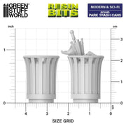 Green Stuff World: 3D printed set - Park Trash Cans - Round 1:48 Model Tools & Glue Green Stuff World