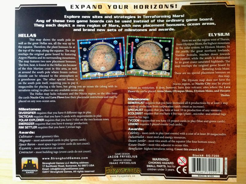 Terraforming Mars: Hellas & Elysium Expansion Board Games Stronghold Games