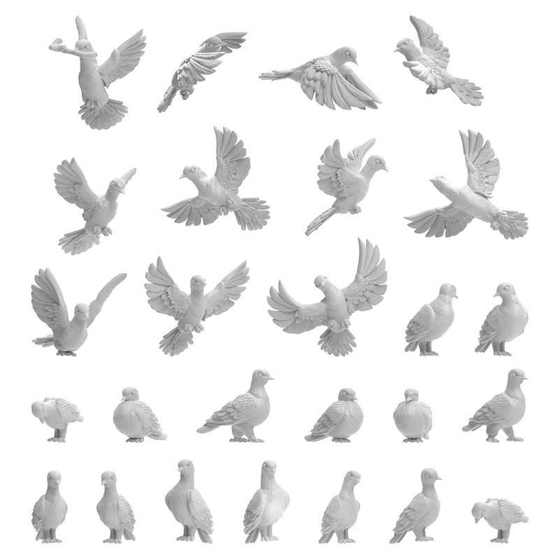 Green Stuff World: 3D printed set - Pigeons 1:48-1:35 Model Tools & Glue Green Stuff World