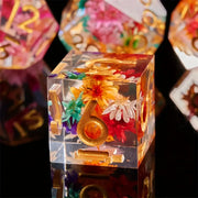 Seriously Good Dice: Sharp-Edged Resin 7 Die Set "Pink Floral" Dice & Gaming Accessories Taps Imports
