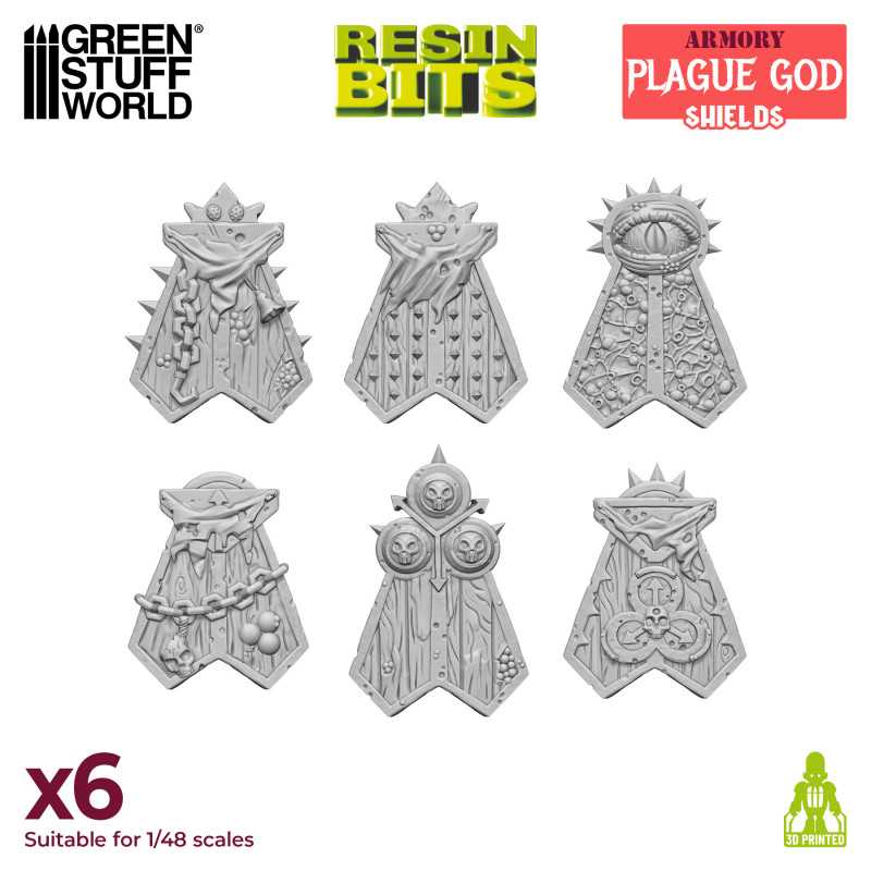 Green Stuff World: 3D printed set - Plague God Shields Model Tools & Glue Green Stuff World