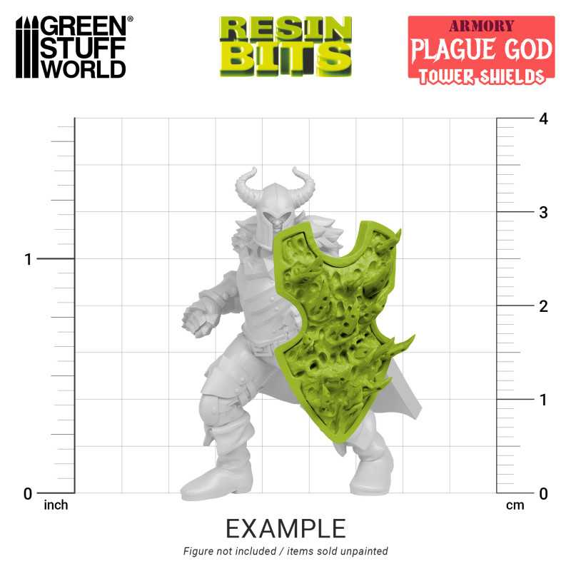 Green Stuff World: 3D printed set - Plague God Tower Shields Model Tools & Glue Green Stuff World