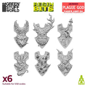 Green Stuff World: 3D printed set - Plague God Tower Shields Model Tools & Glue Green Stuff World