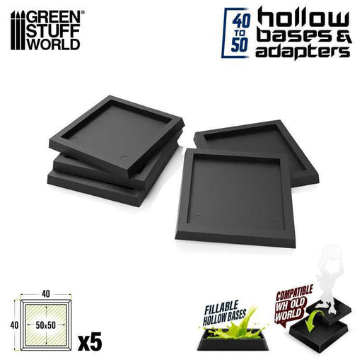 Green Stuff World: Hollow Square Bases - Black 50mm x5 Model Tools & Glue Green Stuff World