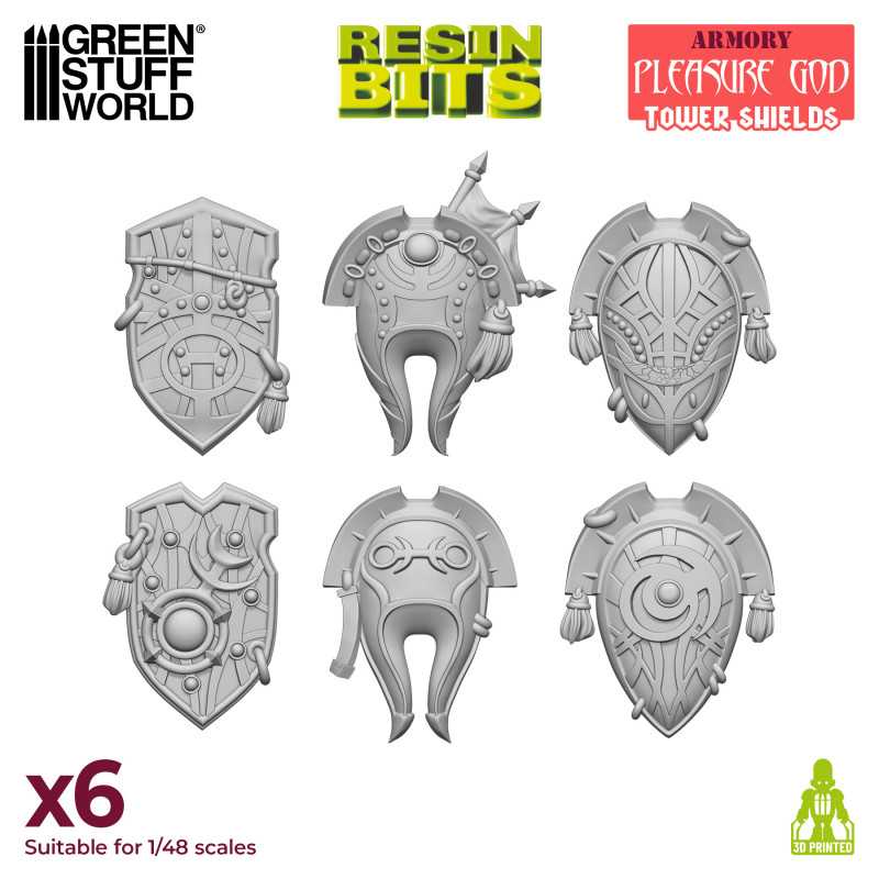 Green Stuff World: 3D printed set - Pleasure God Tower Shields Model Tools & Glue Green Stuff World