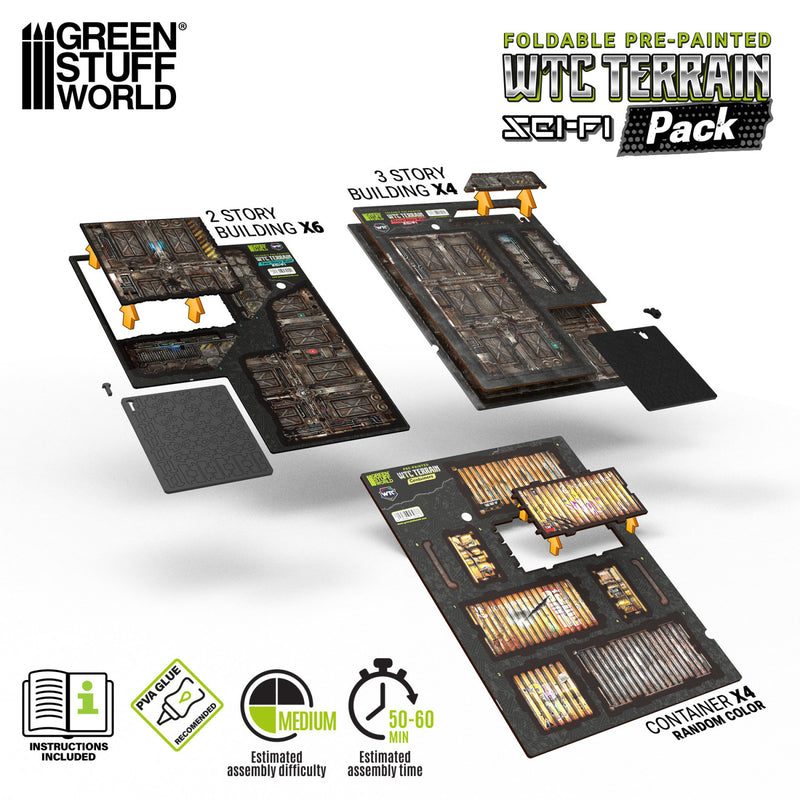 Green Stuff World: Pre-Painted Foldable WTC terrain pack - Sci-fi Model Tools & Glue Green Stuff World