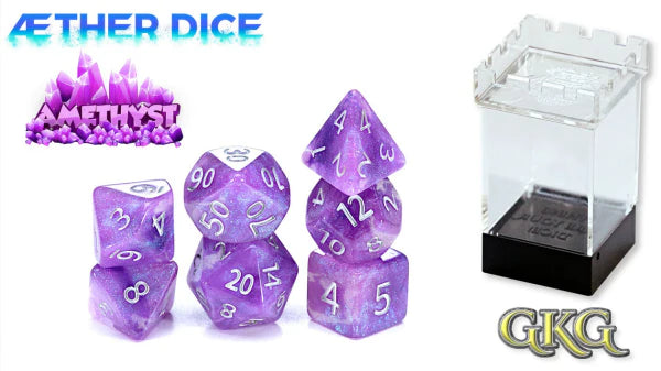 Gate Keeper Games: "Amethyst" Aether Dice 7-Die Set Dice & Gaming Accessories Gate Keeper Games