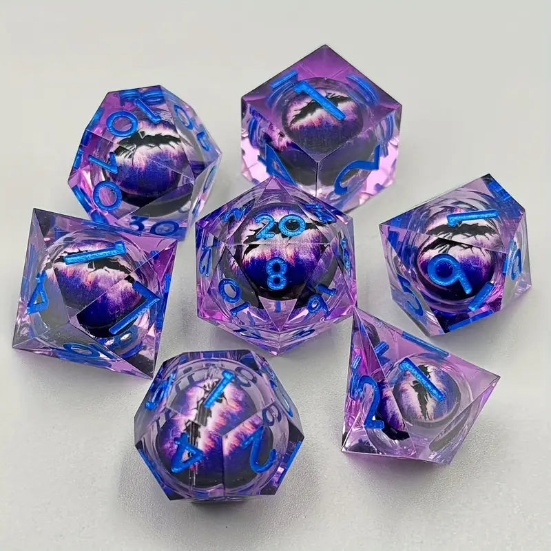Seriously Good Dice: Dragon's Eye 7 Die Set "Purple Dragon" Dice & Gaming Accessories Taps Imports