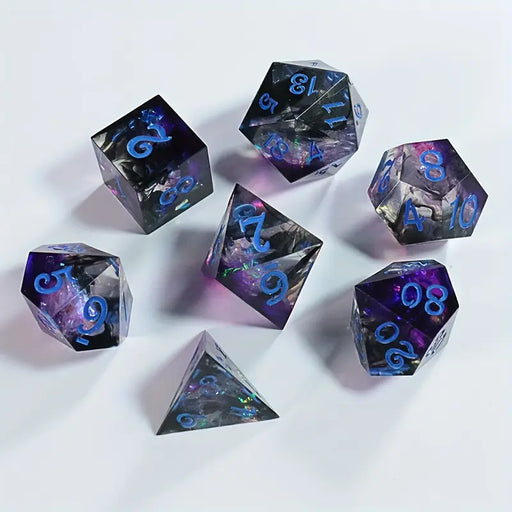 Seriously Good Dice: Sharp-Edged Resin 7 Die Set "Purple Galaxy" Dice & Gaming Accessories Taps Imports