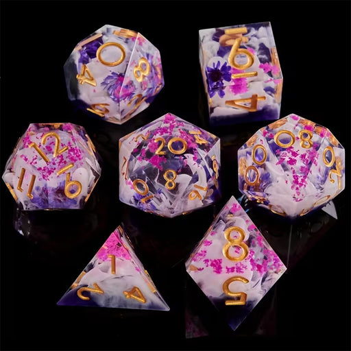 Seriously Good Dice: Purple Sharp-Edged Resin 7 Die Set "Purple Vines" Dice & Gaming Accessories Taps Imports