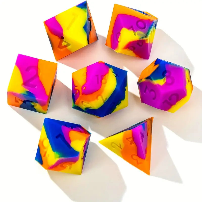 Seriously Good Dice: Silicone 7 Die Set "Mixed Colours" Dice & Gaming Accessories Taps Imports