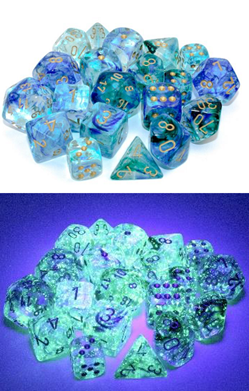 Chessex: Oceanic/Gold Luminary Nebula 10Ct D10 Dice Set Dice & Gaming Accessories Chessex