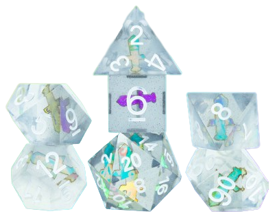 Sirius Dice: Sharp-Edged 7-Die Dice Set - Dagger Dice & Gaming Accessories Sirius Dice