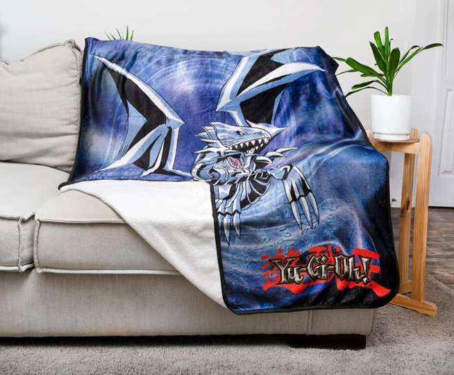 Fleece Throw Blanket: Yu-Gi-Oh! Blue-Eyes White Dragon Full Art 45"x60" Toys & Plushes Toynk Toys