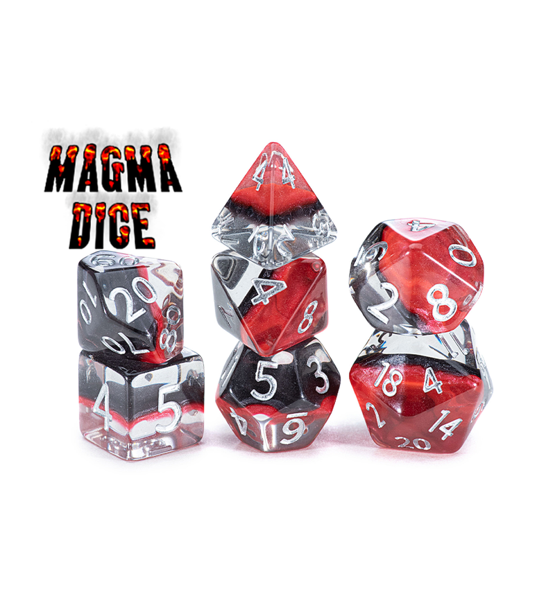 Gate Keeper Games: "Magma” Eclipse Dice 7-Die Set Dice & Gaming Accessories Gate Keeper Games