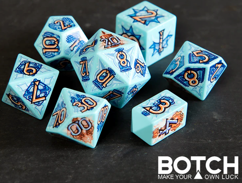Botch Dice: 7-Die RPG Dice Set - "Liminal Light" Dice & Counters Botch Dice